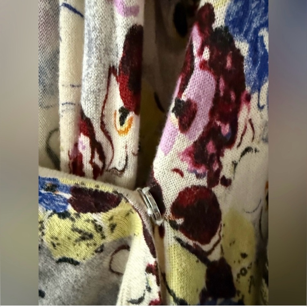 Anthropologie Floral High Low Cardigan Sweater Size Large - Picture 5 of 9